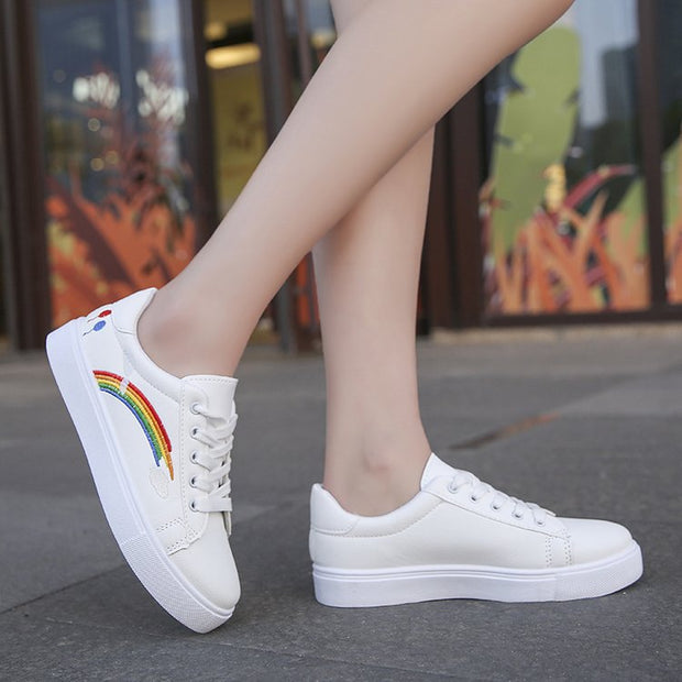 Rainbow white shoes women
