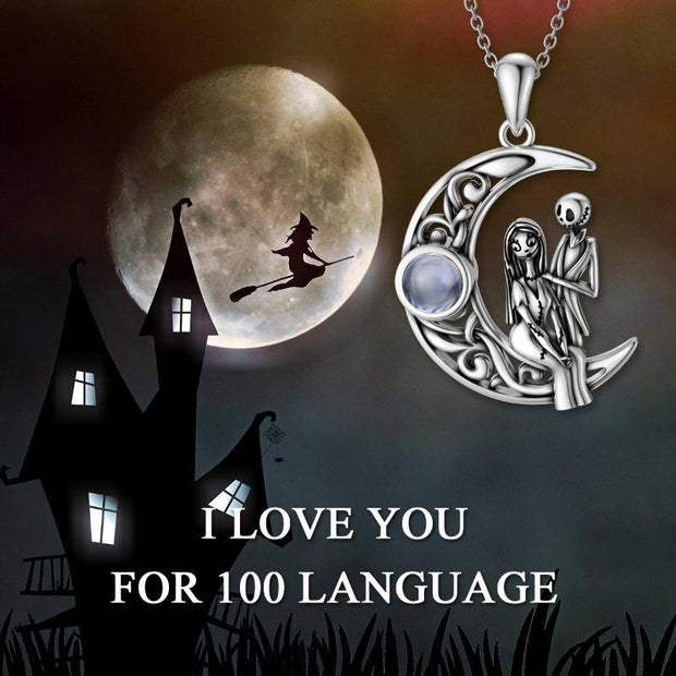 Nightmare Before Christmas Necklace Sterling Silver Jack Skellington Infinity Heart Pendant Necklace Skull Jewelry