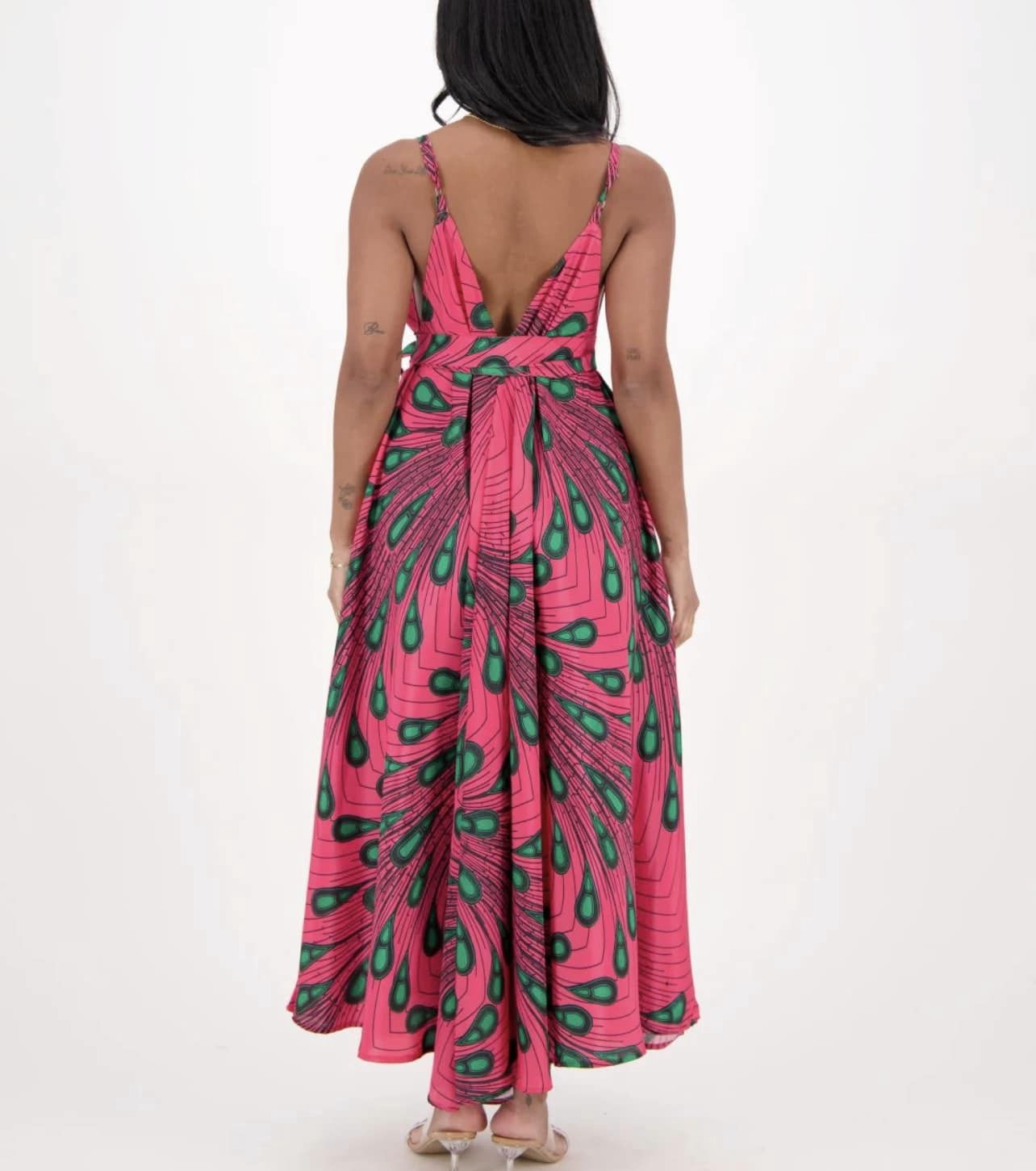Silk Pink and Green African Inspired Dress Pretty Girl