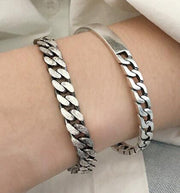 Sterling Silver Bracelet Distressed Brushed Chain Bracelet