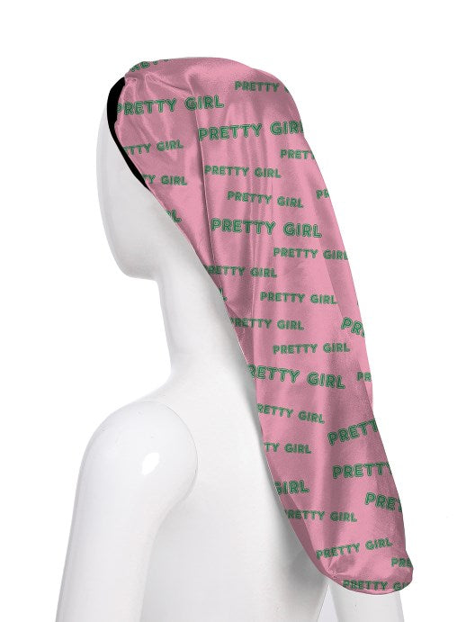 Pretty Girl Braids, Dreadlocks and Long Hair Bonnet- Pink and Green Mama Jojo Innovation