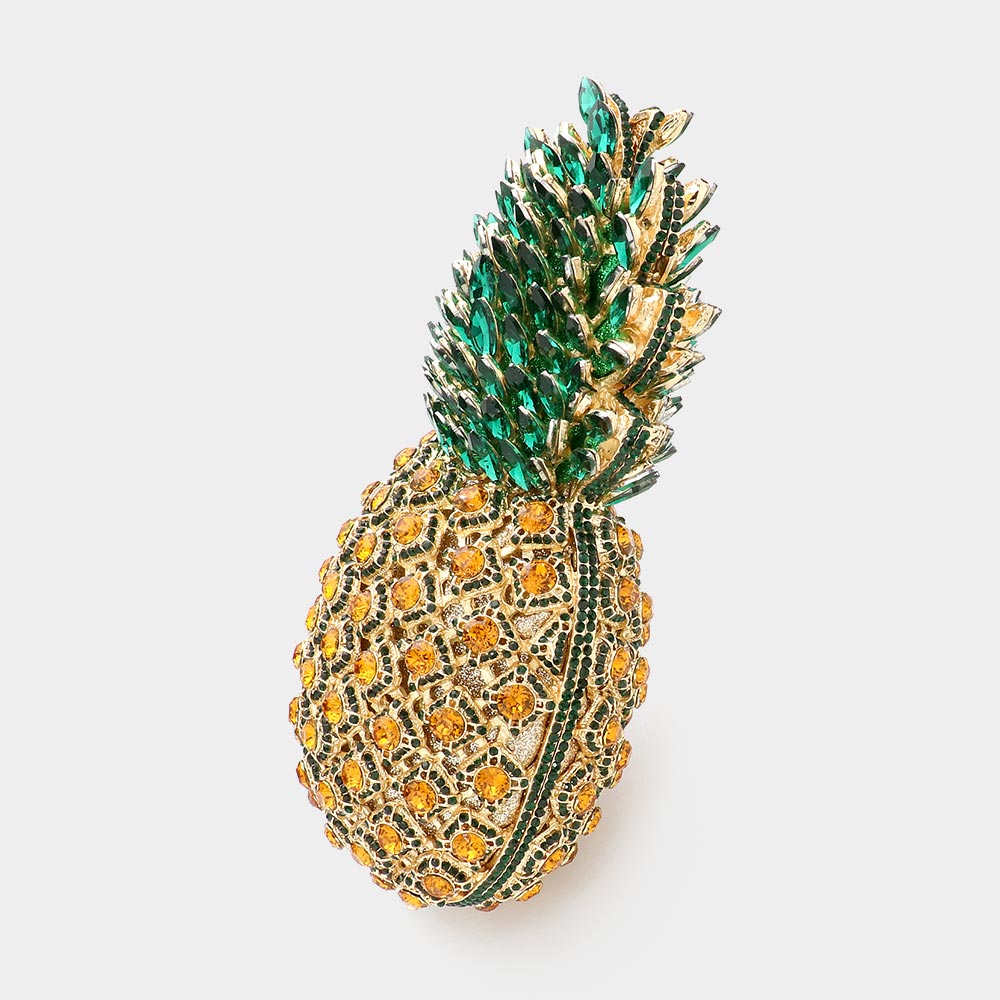 Stone Embellished Pineapple Evening Tote Bag