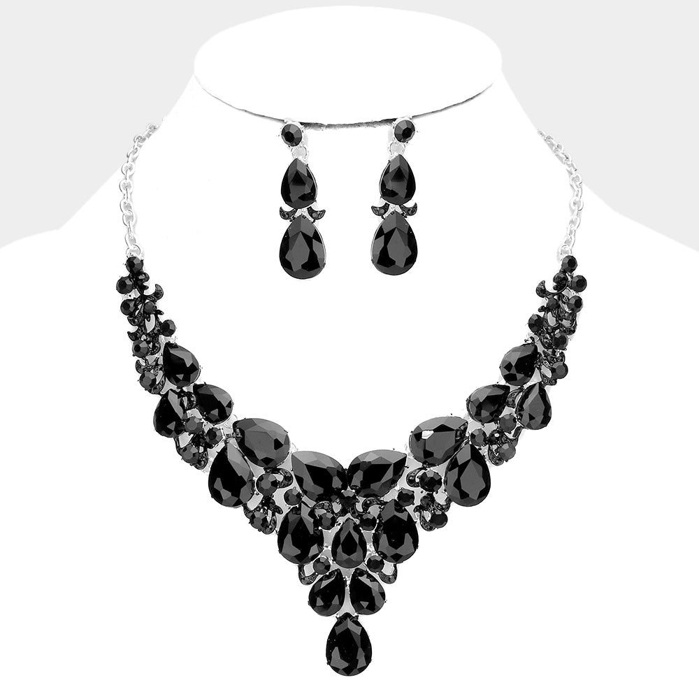 Mama Jojo Teardrop Stone Cluster Evening Necklace