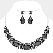 Mama Jojo Teardrop Accented Marquise Stone Sprout Evening Necklace