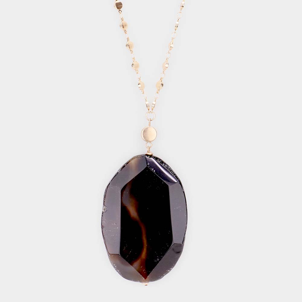 Mama Jojo Semi Precious Gem Stone Pendant Long Necklace