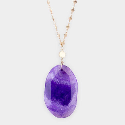 Mama Jojo Semi Precious Gem Stone Pendant Long Necklace