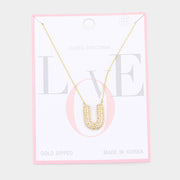 Mama Jojo-u- White Gold Dipped Cz Monogram Pendant Necklace