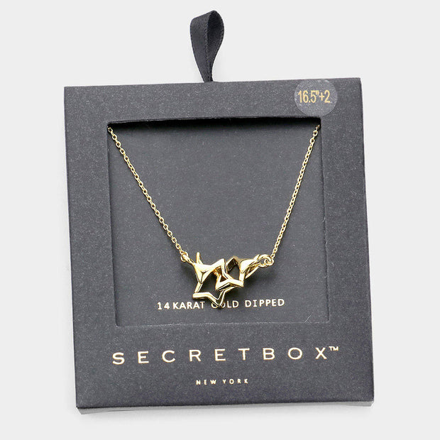 Mama Jojo Secret Box _ Sterling Silver Dipped Double Open Star Link Pendant Necklace