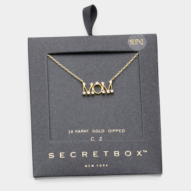 Mama Jojo Secret Box _ Sterling Dipped Cz Mom Message Pendant Necklace