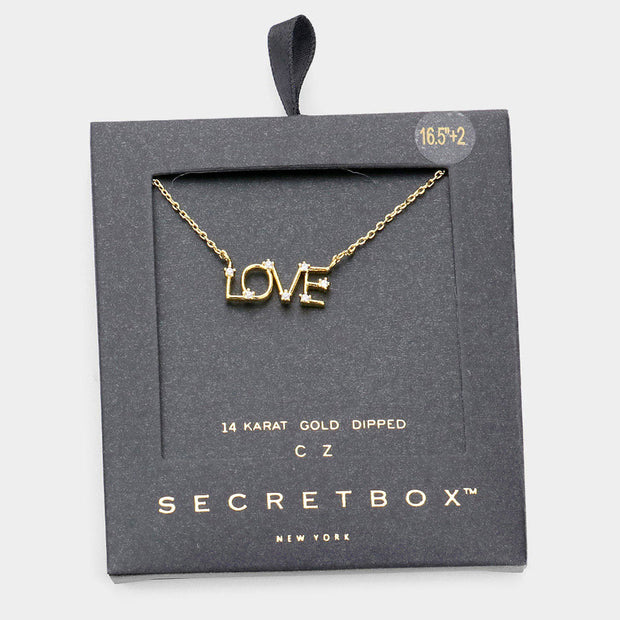 Mama Jojo Secret Box _ Sterling Silver Dipped Cz Love Message Pendant Necklace
