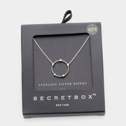 Mama Jojo Secret Box Sterling Dipped Cz Embellished Open Metal Circle Pendant Necklace