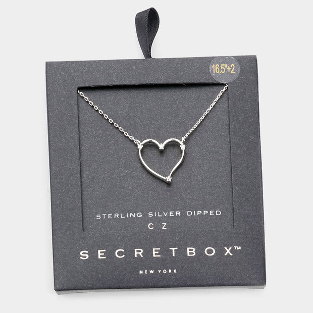 Mama Jojo Secret Box _ Sterling Dipped Cz Open Heart Pendant Necklace