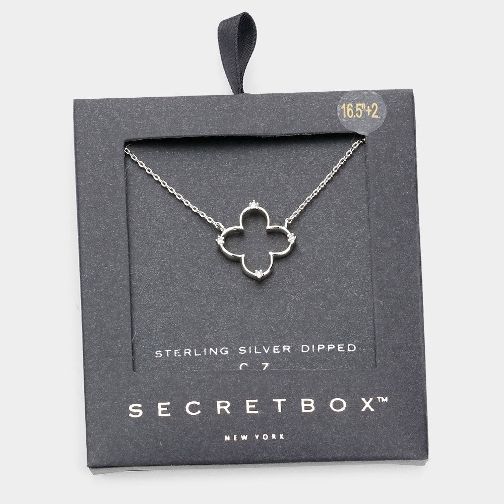 Mama Jojo Secret Box _ Sterling Dipped Cz Open Quatrefoil Pendant Necklace
