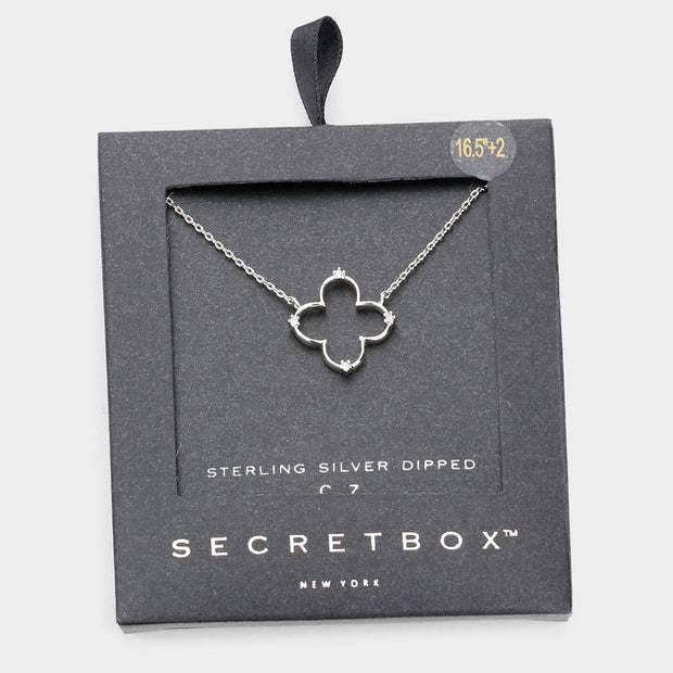 Mama Jojo Secret Box _ Sterling Dipped Cz Open Quatrefoil Pendant Necklace