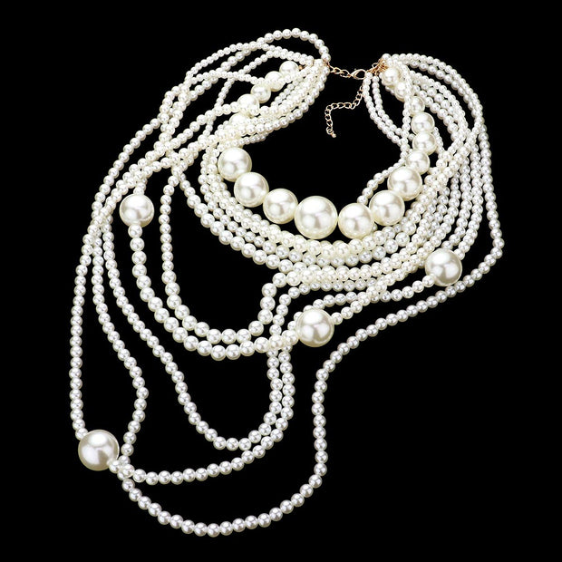 Multi Layered Pearl Bib Necklace7
