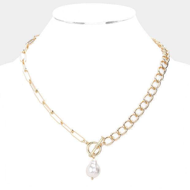 Pearl Pendant Toggle Necklace