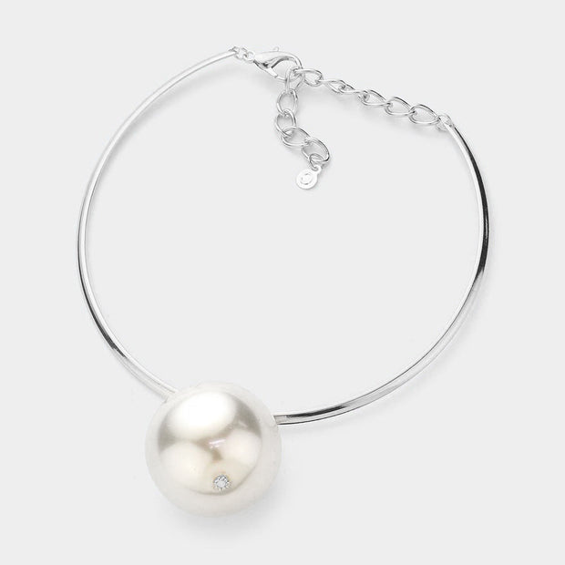 Pearl Pendant Choker Necklace1