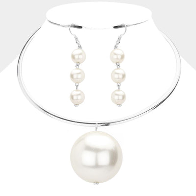 Pearl Pendant Choker Necklace1