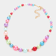 Stone Ring Pearl Necklace / Stretch Bracelet Set11