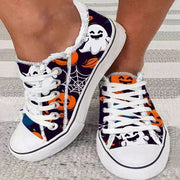 Personality Graffiti Halloween Thanksgiving Print Casual Canvas Shoes Women