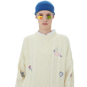 Sweet Embroidered Knitted Jumper