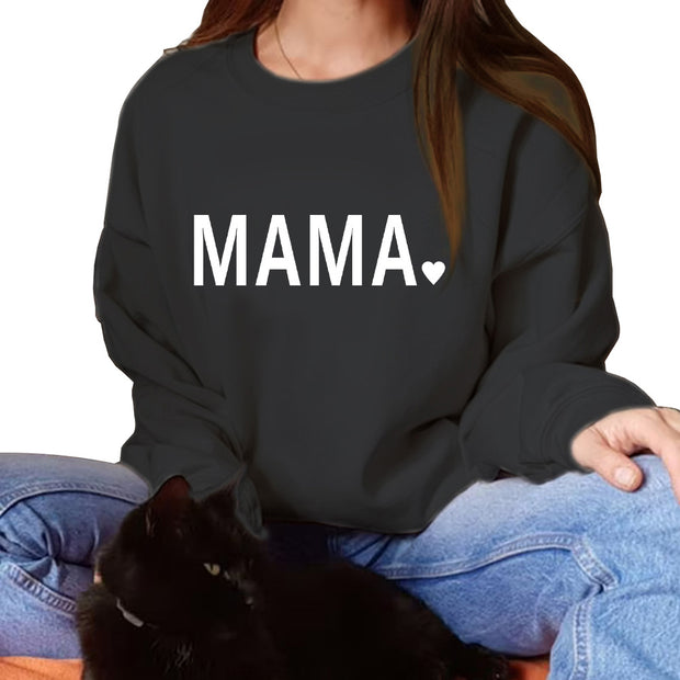 Thanksgiving MAMA Print Casual Crewneck Sweatshirt