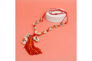 Red String and Cowrie Shell Long Tassel Necklace