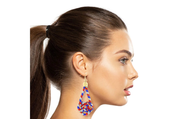 Red White and Blue Knotted Earrings