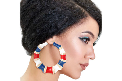 Red White Blue Color Bamboo Hoops