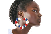 Red White Blue Heart Bamboo Hoops