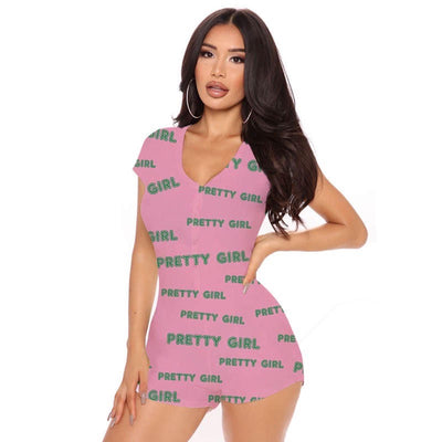 Pretty Girl Pink and Green Sexy Onesie Pajamas