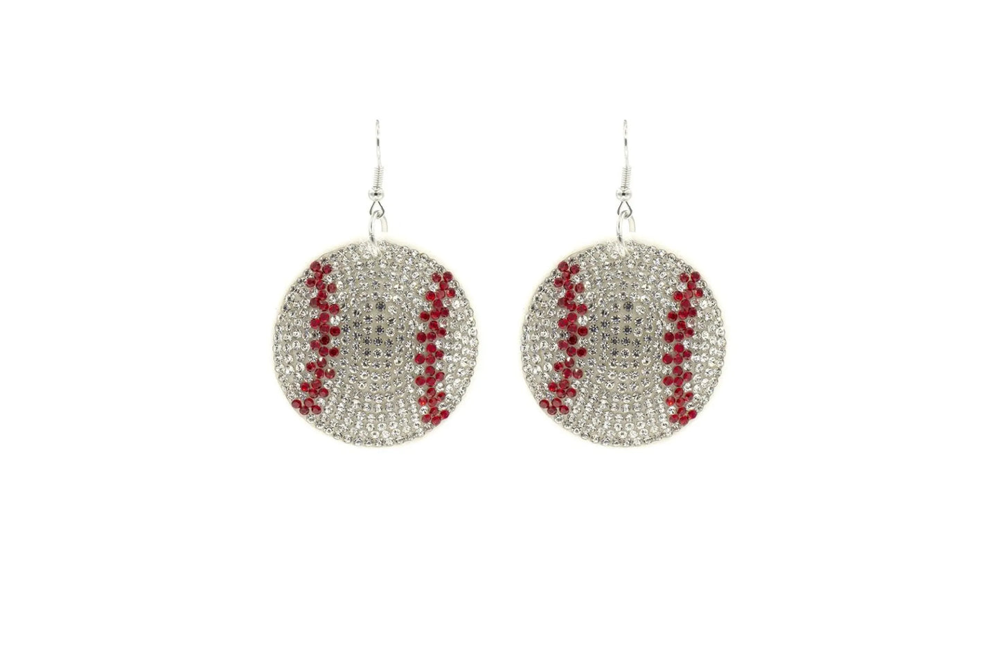 White Baseball Padded Earrings