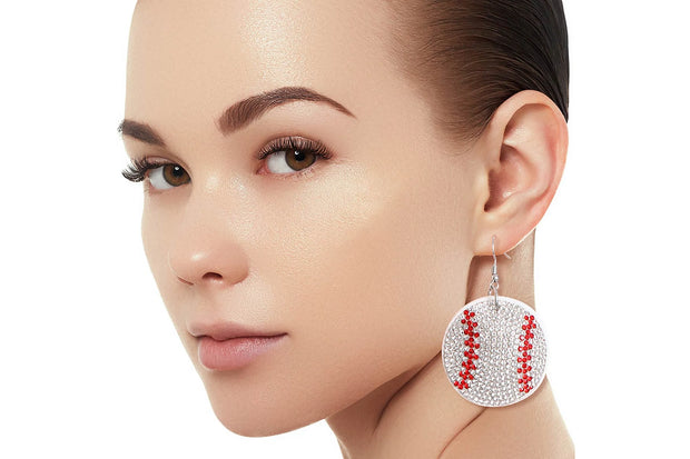 White Baseball Padded Earrings