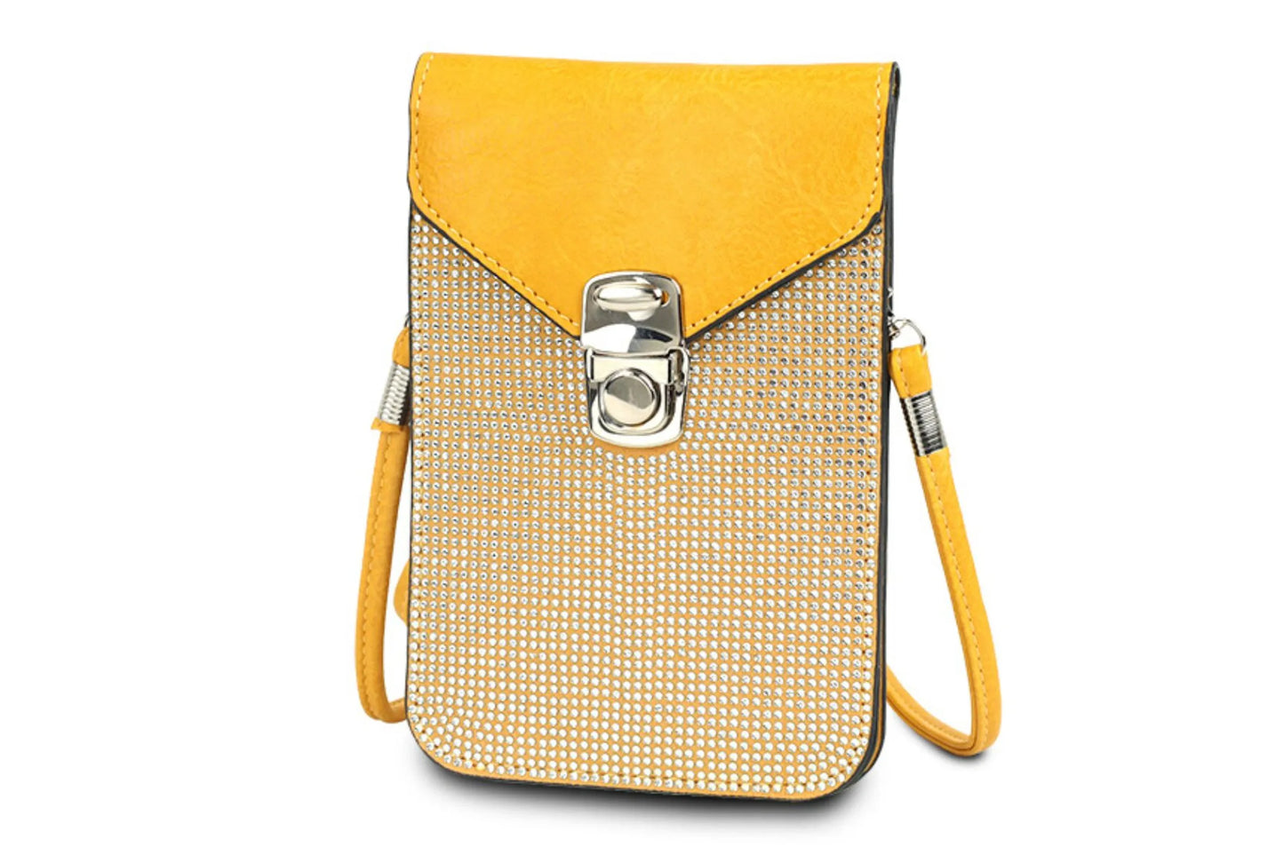 Yellow Rhinestone Cellphone Wallet