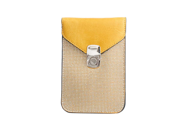 Yellow Rhinestone Cellphone Wallet